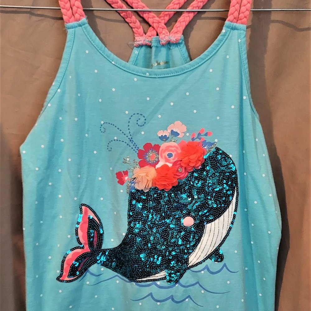 Tommy Bahama Girls Braided Straps Tank Top With Sequin Whale